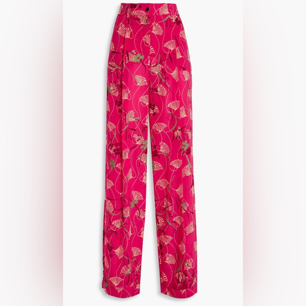 Valentino Pink Floral Wide Leg Pants